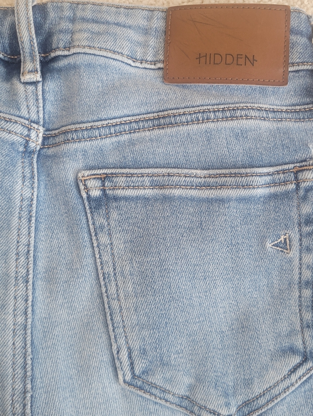 Hidden Los Angeles Blue Flare Jeans Raw Hem Stretch Denim Women’s Size 27 - Picture 5 of 7
